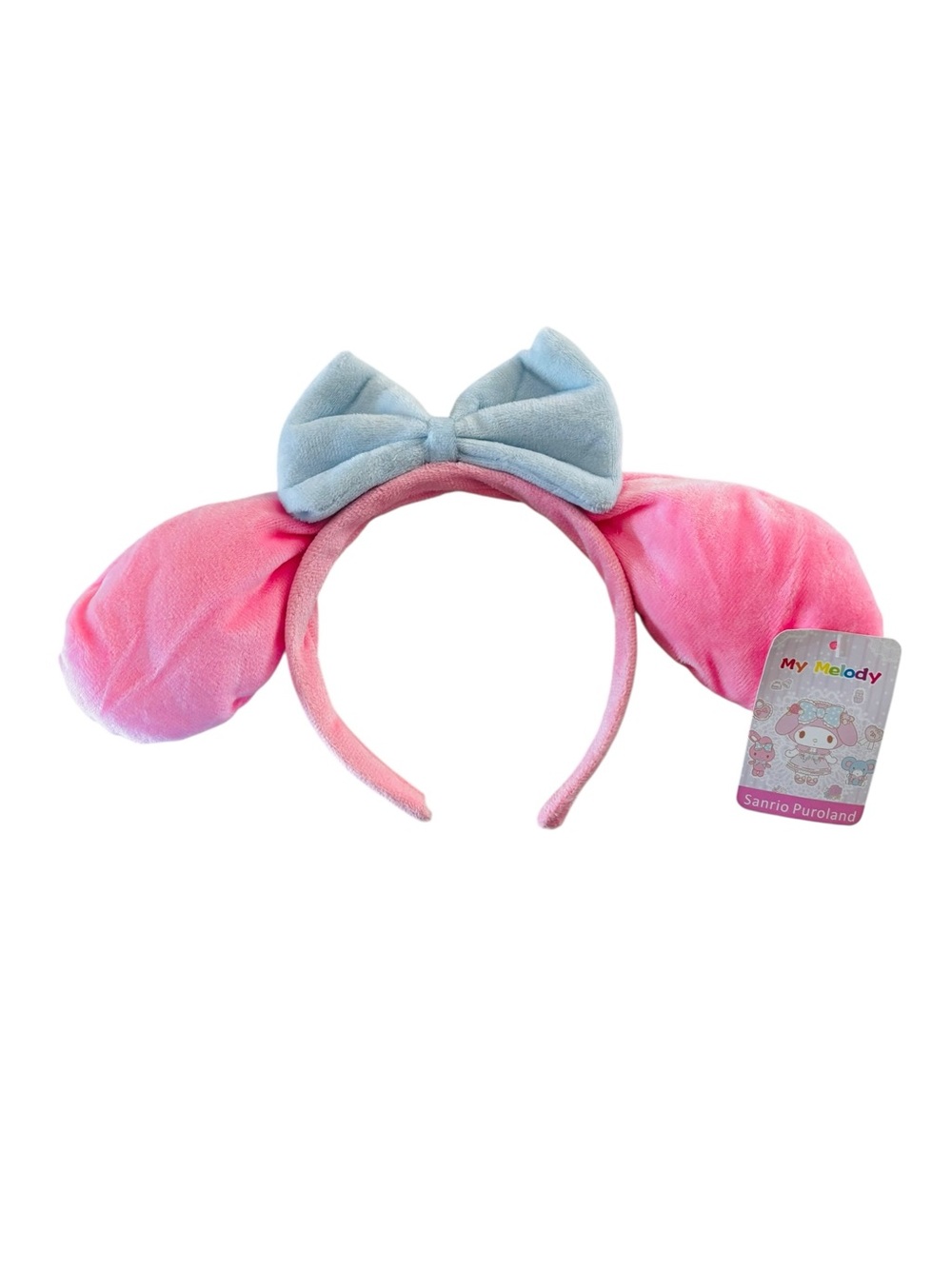Sanrio My Melody Pink Ears with Light Blue Bow Plush Headband